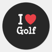 私はゴルフハートカスタムパーソナライズされた ラウンドシール (正面)