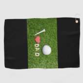 私はゴルフボールとのパパと愛赤いハート ゴルフタオル (横)