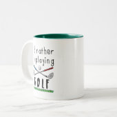 私はゴルフ遊//おもしろいスポーツになりたい ツートーンマグカップ (正面左)