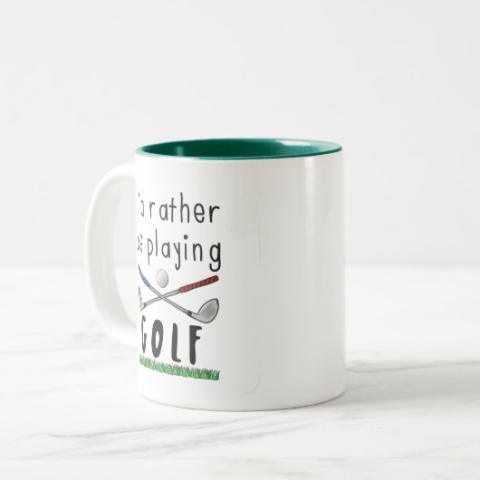 私はゴルフ遊//おもしろいスポーツになりたい ツートーンマグカップ (正面左)