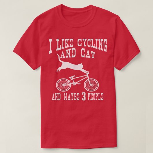 私はサイクリングと猫の皮肉なユーモア内向的Cが好き Tシャツ (デザイン正面)