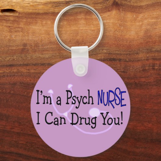 私はサイケナースよ薬を飲める! キーホルダー (正面)