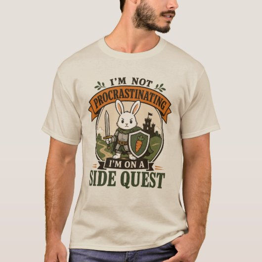 私はサイドクエスト中だ ウサギの騎士 Tシャツ (正面)