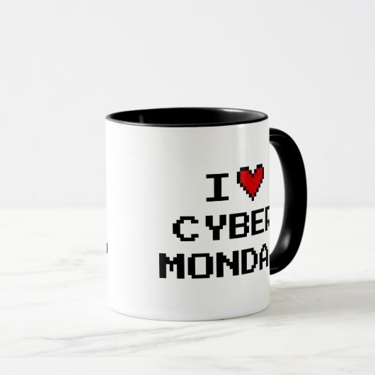私はサイバー月曜日クリスマスショッピングコーヒーマグが大好き マグカップ (正面右)