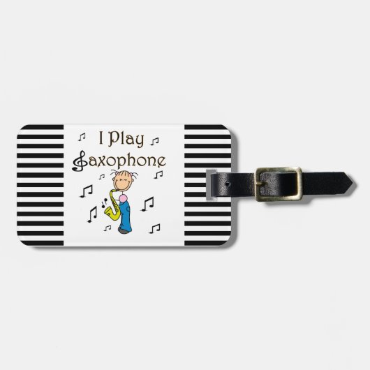 私はサクソフォーンの棒の姿のTシャツおよびギフトを遊びます ラゲッジタグ (正面横)