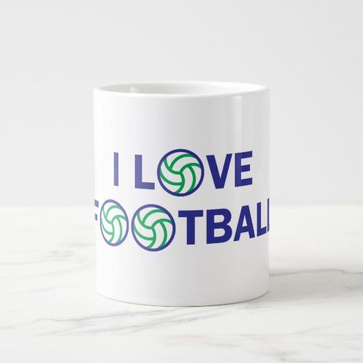 私はサッカーが大好きだ ジャンボコーヒーマグカップ (正面)