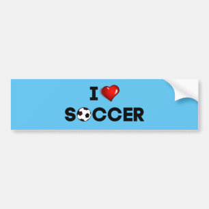 私はサッカーが大好き、黒い文字と赤いハート バンパーステッカー