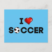 私はサッカーが大好き、黒い文字と赤いハート ポストカード (正面)