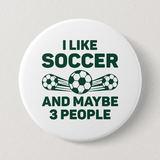 私はサッカーが好きで、3人くらいかな 缶バッジ (正面)
