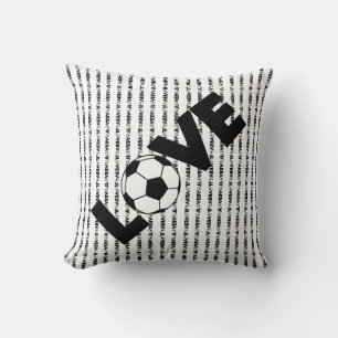 私はサッカーとブラック文字が大好き クッション