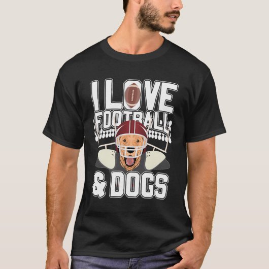 私はサッカーと犬かわいい子犬の犬の犬の犬のSPOが大好き Tシャツ (正面)
