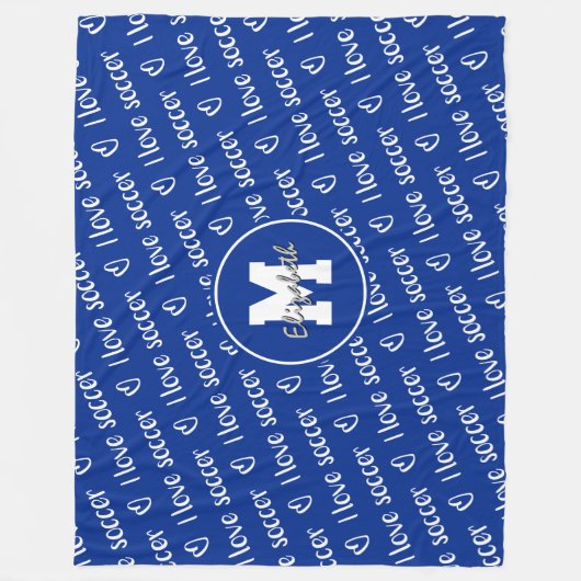 私はサッカータイポグラフィのパターンANY色が大好き フリースブランケット (正面)