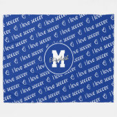 私はサッカータイポグラフィのパターンANY色が大好き フリースブランケット (正面(横))