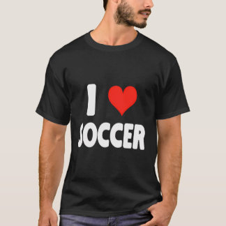 私はサッカーハートサッカーフットボールフィールドピッチゴール Tシャツ