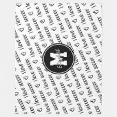 私はサッカー文字パターン白黒ANY色が大好き フリースブランケット (正面)