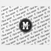 私はサッカー文字パターン白黒ANY色が大好き フリースブランケット (正面(横))