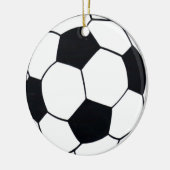 私はサッカー（サッカー）の試合のハートが大好き：私は愛 セラミックオーナメント (左)