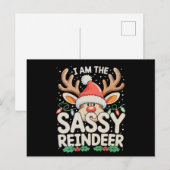 私はサッシー・トナカイのクリスマス家族Xmas シーズンポストカード (正面/裏面)