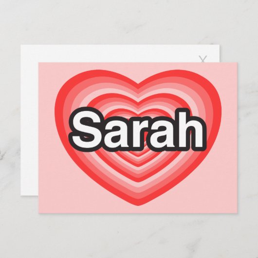 私はサラが大好きだ。私はあなたを愛しているサラ。ハート ポストカード (正面/裏面)