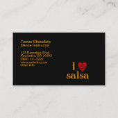 私はサルサの渦巻のハートのラテン系の踊りのカスタムを愛します 名刺 (裏面)