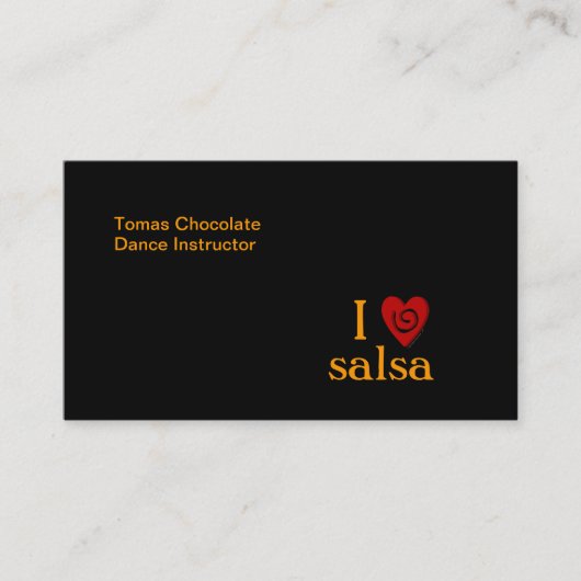 私はサルサの渦巻のハートのラテン系の踊りのカスタムを愛します 名刺 (正面)