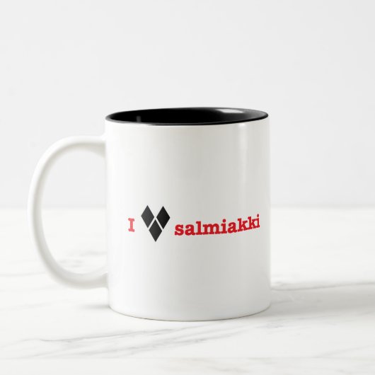 私はサルミアッキが好き ツートーンマグカップ (左)