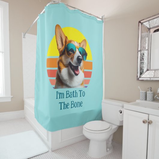 私はサングラスで骨おもしろいのコルギに入る シャワーカーテン (インサイチュ)