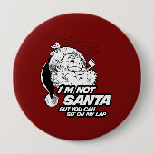 私はサンタではないですしかし私のラップで置かれることができます 缶バッジ (正面)