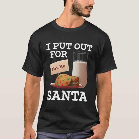 私はサンタクリスマスミルクおもしろいと料理に出た Tシャツ (正面)
