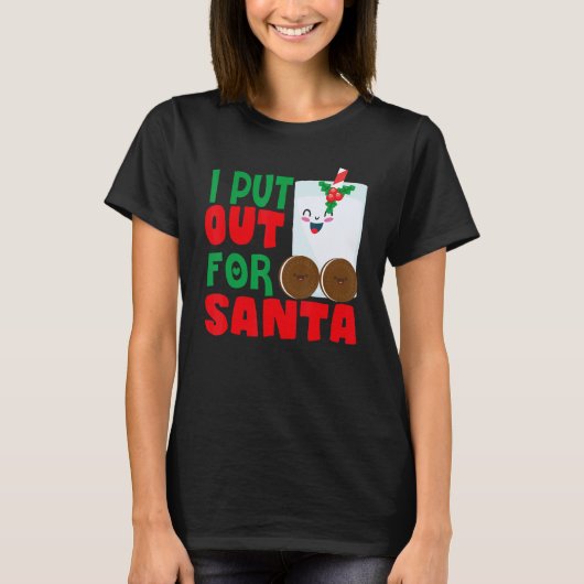 私はサンタクロースのクッキーのミルクのクリスマスに出た Tシャツ (正面)