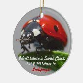 私はサンタクロース-てんとう虫のオーナメントで信じません セラミックオーナメント (左)