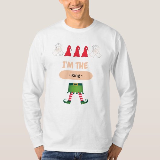 私はサンタ帽のクリスマスメンズ王 Tシャツ (正面)