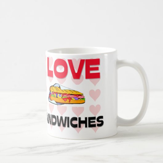 私はサンドイッチを愛します コーヒーマグカップ (右)