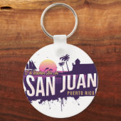 私はサンファンプエルトリコのヴィンテージサンにむしろ居たい キーホルダー (正面)