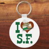 私はサンフランシスコのケーブルカーが大好き キーホルダー (正面)