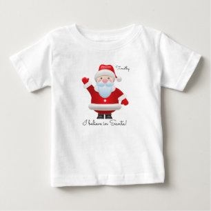 私はサ信じンタにいる。クリスマス乳児Tシャツ ベビーTシャツ