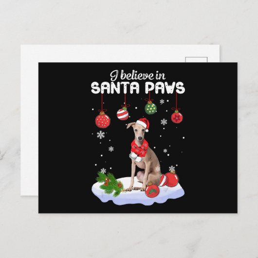 私はサ信じンタのポーズグレイハウンドイタリアンギフトで シーズンポストカード (正面/裏面)