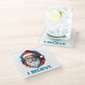 私はサ信じンタクラウスグラフィティスタイルデザイン ガラスコースター (アングル)