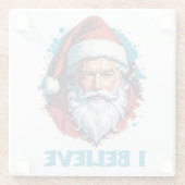 私はサ信じンタクラウスグラフィティスタイルデザイン ガラスコースター (裏面)