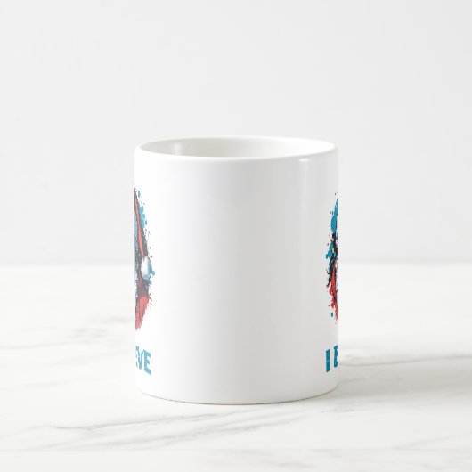 私はサ信じンタクラウスグラフィティスタイルデザイン コーヒーマグカップ (中央)