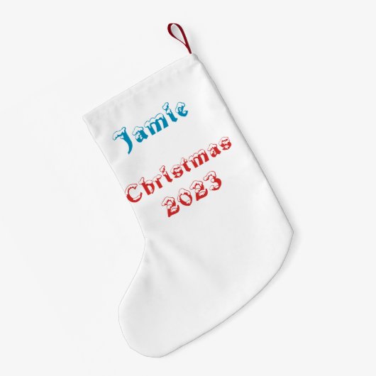 私はサ信じンタクラウスグラフィティスタイルデザイン スモールクリスマスストッキング (裏面 (吊り時))