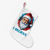 私はサ信じンタクラウスグラフィティスタイルデザイン スモールクリスマスストッキング (正面 (吊り時))