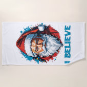 私はサ信じンタクラウスグラフィティスタイルデザイン ビーチタオル (正面)