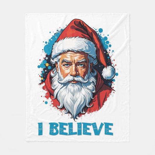 私はサ信じンタクラウスグラフィティスタイルデザイン フリースブランケット (正面)