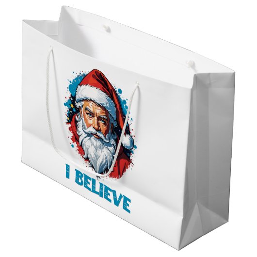 私はサ信じンタクラウスグラフィティスタイルデザイン ラージペーパーバッグ (正面アングル)