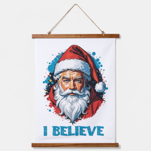 私はサ信じンタクラウスグラフィティスタイルデザイン 吊り下げ型タペストリー (正面)