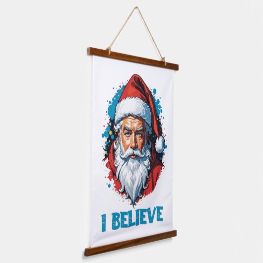 私はサ信じンタクラウスグラフィティスタイルデザイン 吊り下げ型タペストリー (傾斜あり)