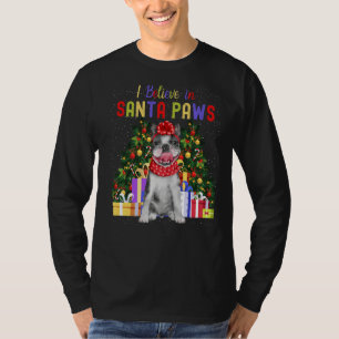 私はサ信じンタ足でキュートなブフランスのルドッグChris Tシャツ