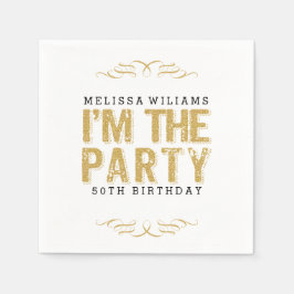 私はザパーティー金ゴールドグリッターハピー50誕生日 スタンダードカクテルナプキン