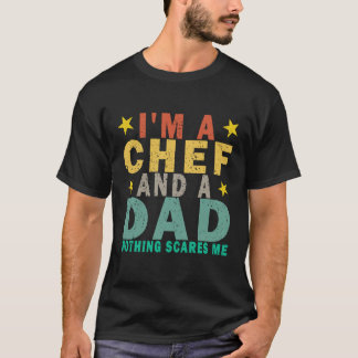私はシェフでお父さん 何も怖くない レトロ Tシャツ